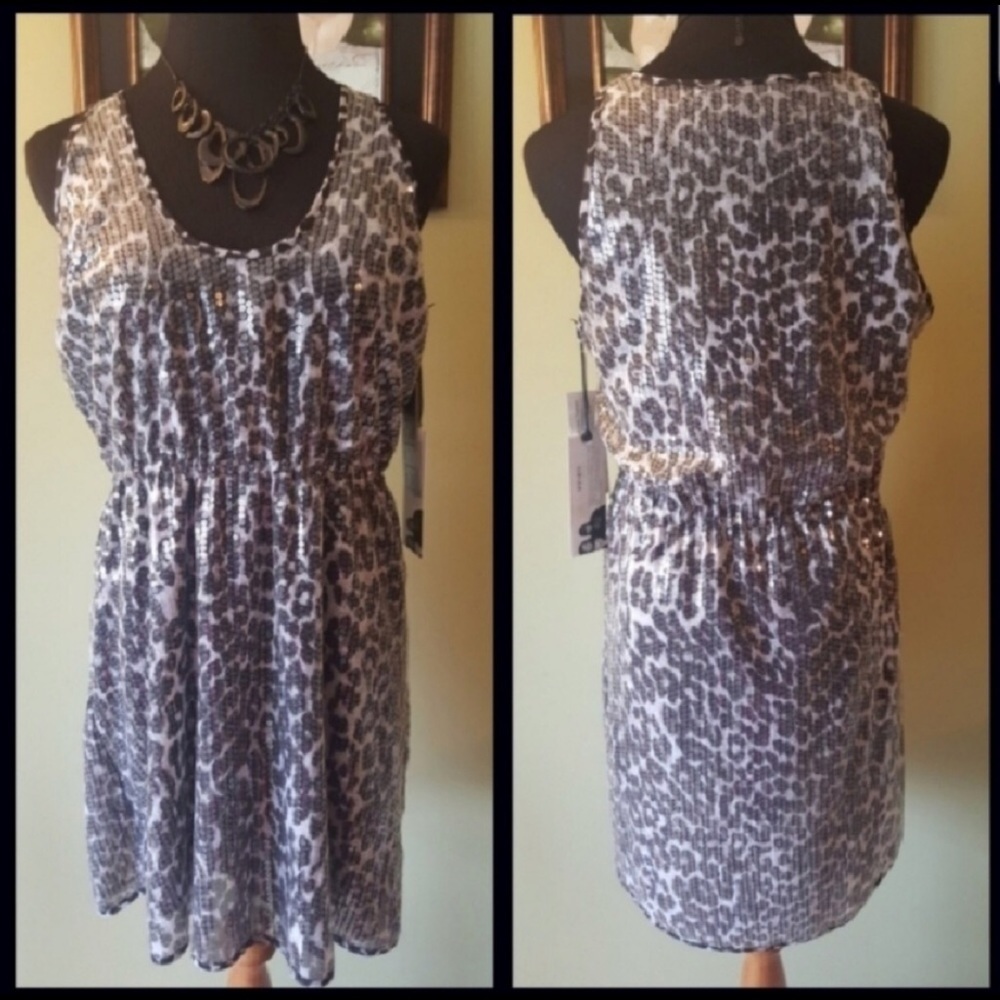 Rodarte for Target Silver Leopard Print Midi Dress